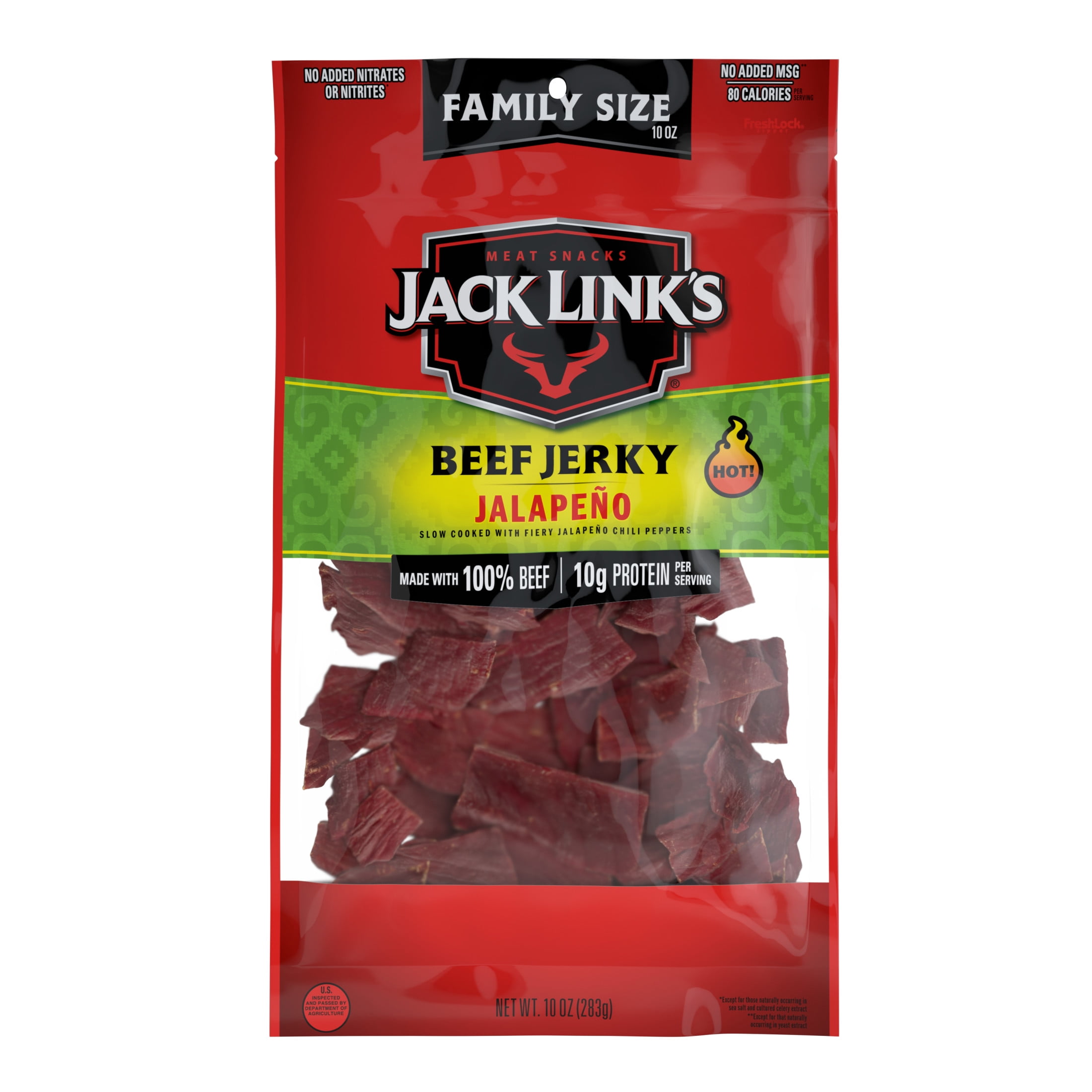 Jack Links Spicy Beef Jerky, Jalapeo, Made With 100% Beef, 10g of Protein per Serving, 10 Ounce Bulk Bag