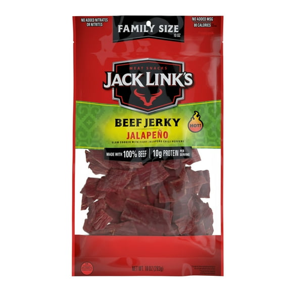 Jack Link’s Spicy Beef Jerky, Jalapeño, Made With 100% Beef, 10g of Protein per Serving, 10 Ounce Bulk Bag