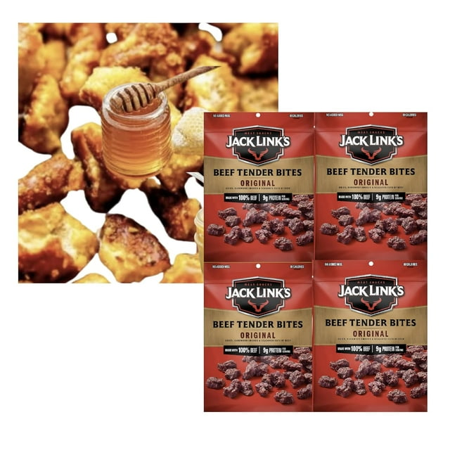 Jack Link's Original Beef Bites 4 Pack (1 oz Each) & Niamara Honey ...