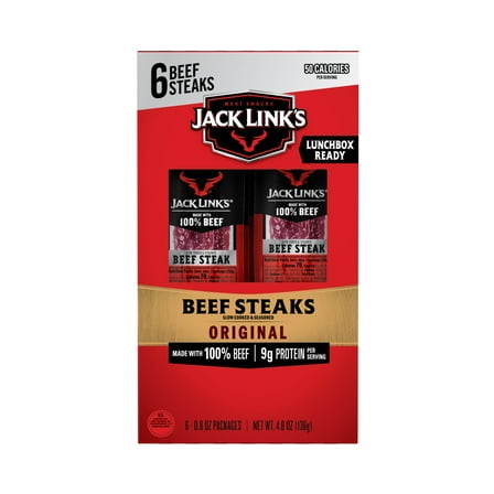Jack Link's Original Beef Steak Multi-Pack (6 - 0.8 Ounce. Beef Steaks), 4.8 Ounce.