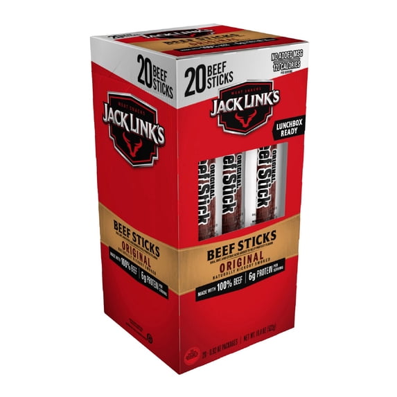 Jack Link's Original Beef Sticks 20 count 0.92 oz each protein snack pack