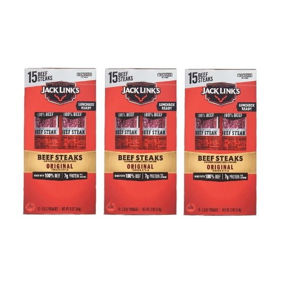 Jack Links Original Tender Style Beef Steak (15 ct.) 3PK