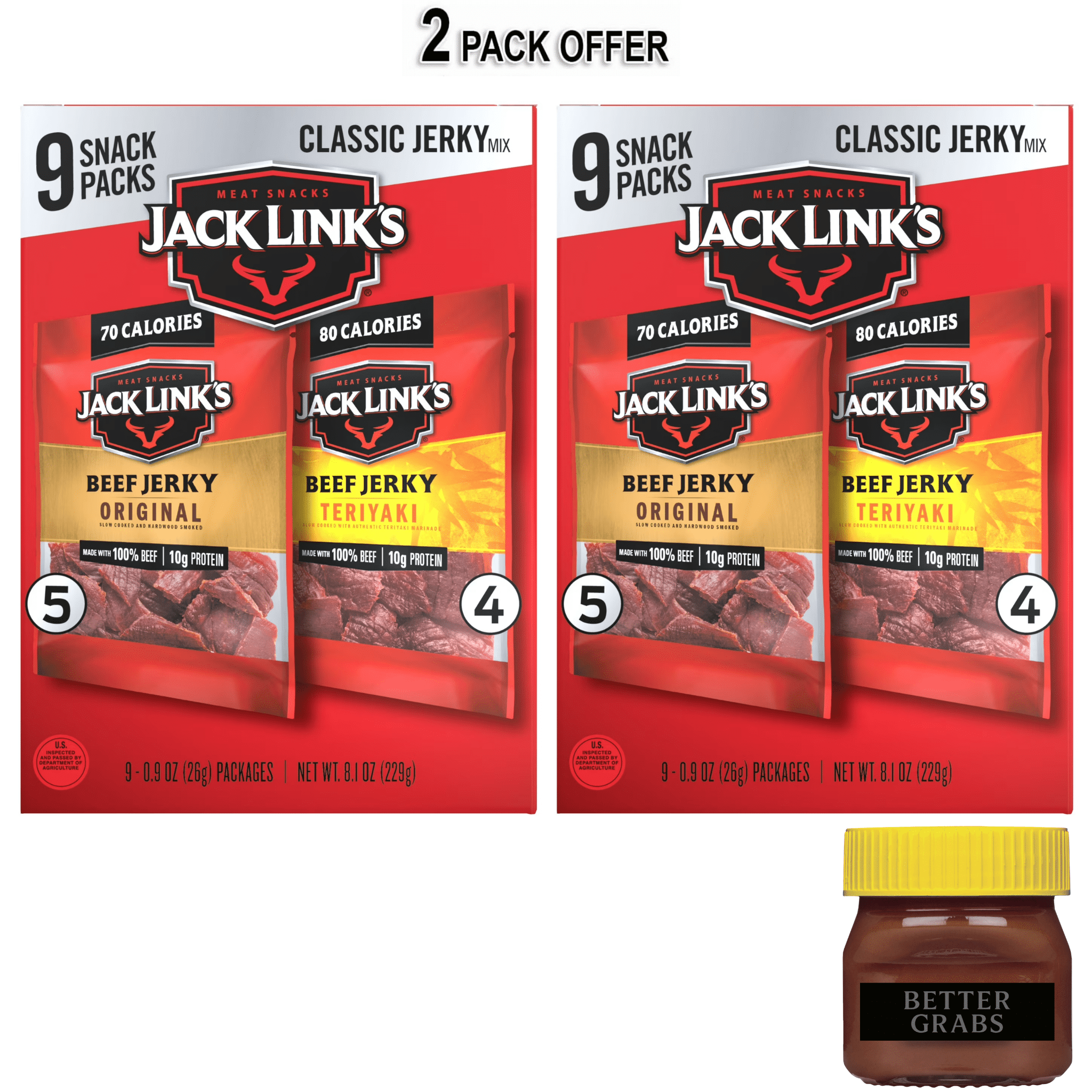 Jack Link's Original & Teriyaki Beef Jerky, 9 Pack 8.10 ounce