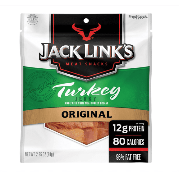 Jack Link's Original Turkey Jerky Ready to Eat Protein Snack 2.85 oz