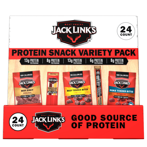Jack Link's Protein Snack Box, Variety Pack, Count 24
