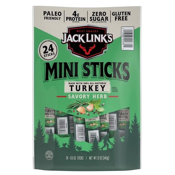 Jack Links Savory Herb Mini Turkey Stick, 0.5 oz., 24 pk.