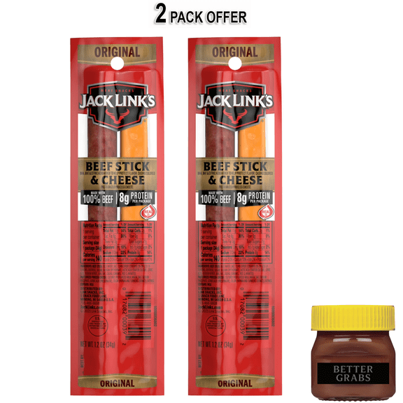Jack Link's Snack Sticks, Protein Snack, All American Beef & Cheese Combo, 1.2 OZ