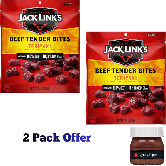 Jack Link's Teriyaki Tender Bites, 100% Beef, 2.85 oz. Resealable Bag