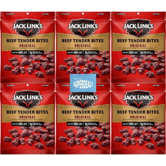 Jack Links Beef Tender Bites, Original, 1 Oz (Pack of 6) Bundled by SUPERDEALS with Bonus Mystery Gift