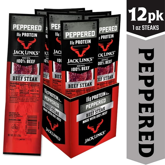 Jack Links Premium Cuts Beef Steak, Peppered, 1-Ounce (Pack of 12)