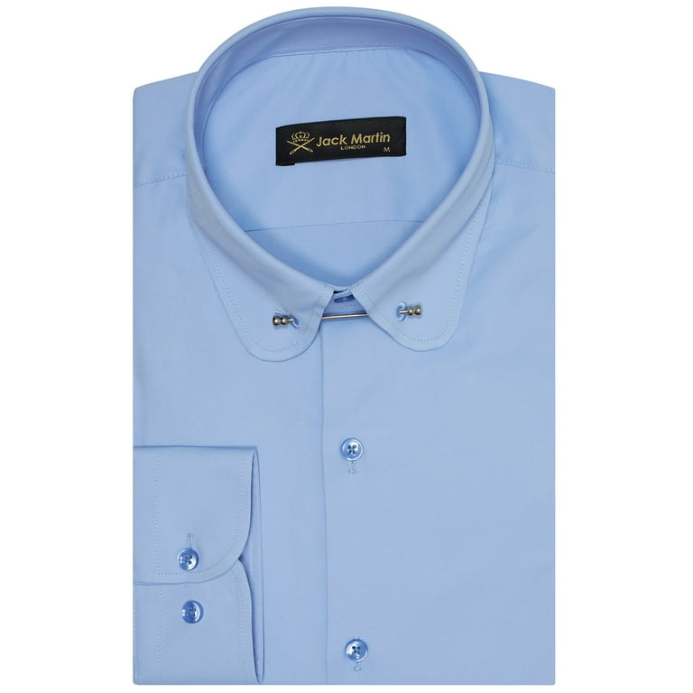 Jack Martin Men s Club Collar Dress Shirt with Pin Collar Bar Long Sleeve Button Up Stylish Formal Shirts For Men