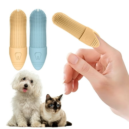 Jack & Milo 2-Pack Soft Silicone Pet Toothbrush – Gentle Finger Toothbrush for Small Dogs, Puppies & Cats – Safe Oral Care for Baby Pets – Promotes Healthy Teeth & Gums – Orange & Blue