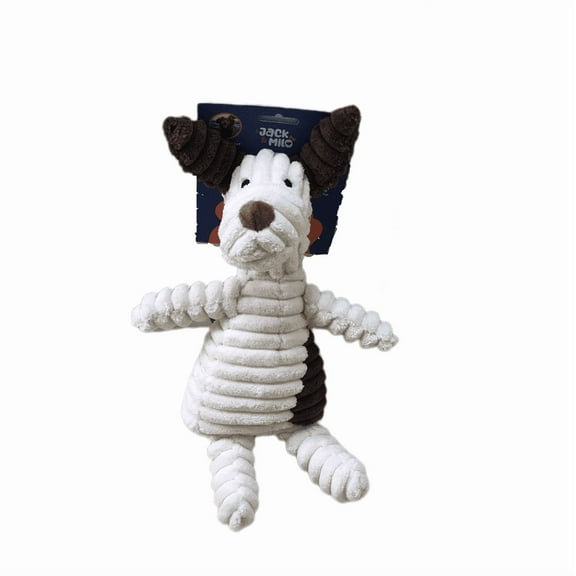 Jack and Milo Soft Corduroy Plush and Squeaky Chew Dog Toy, Dog Design