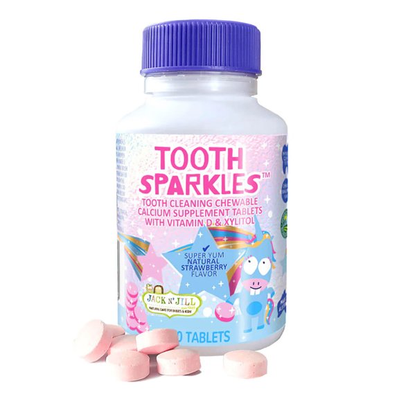 Jack N Jill Kids Tooth Sparkles - Natural Tooth Cleaning Powder - 60 Ct