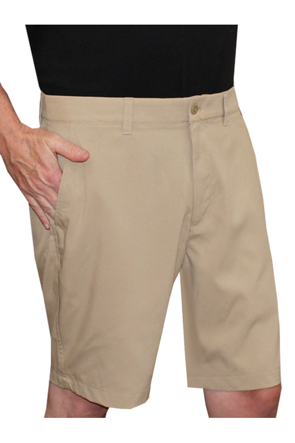 Men’s Golf Shorts Flat Front Solid Stretch Comfort Fit, 36" Khaki -