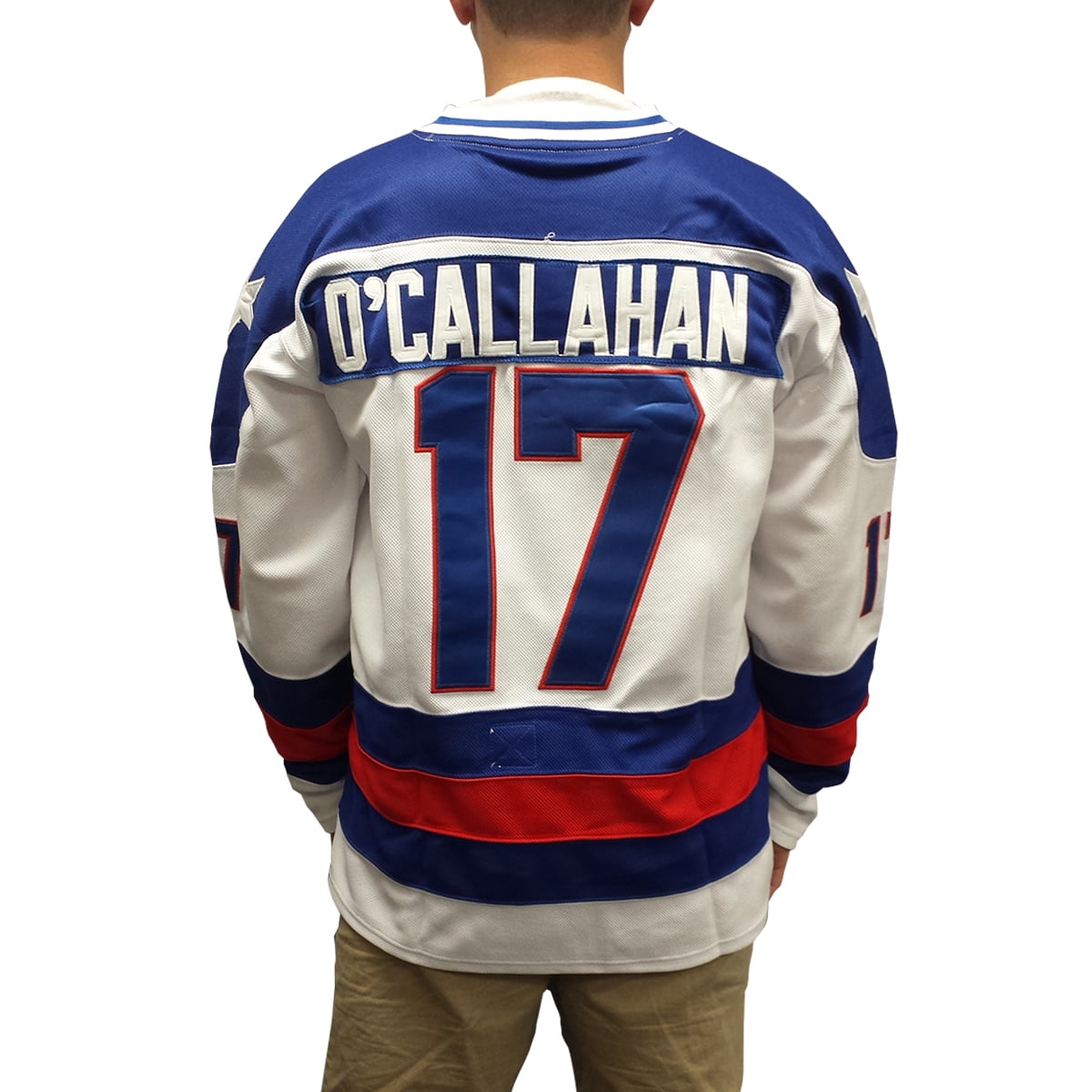Jack O'Callahan 17 Team USA White Hockey Jersey Miracle On Ice Costume