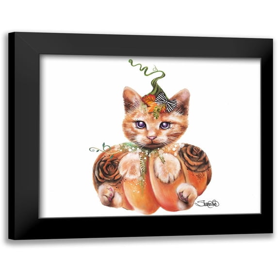 Jack O Kitty 14x12 Black Modern Framed Museum Art Print Titled - Sheena Pike Art And Illustration