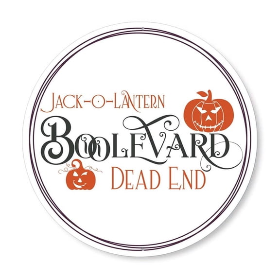 Jack O Lantern Boolevard Dead End Aluminum Metal Decor Sign - 12" Round