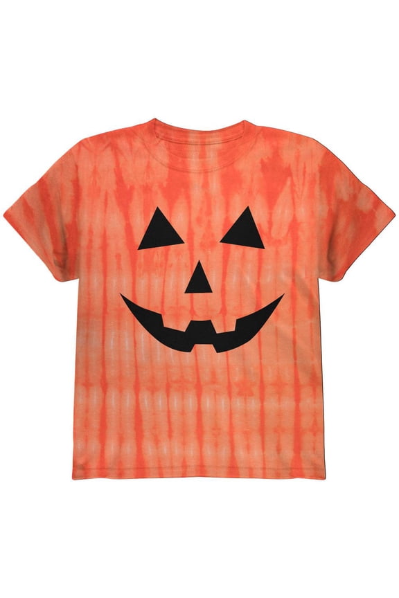 Jack-O-Lantern Classic Face Tie Dye Youth T-Shirt - Youth Medium