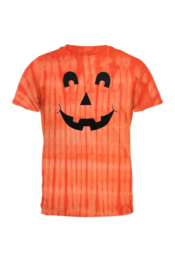 Jack-O-Lantern Excited Face Tie Dye T-Shirt - Small