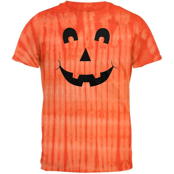 Jack-O-Lantern Excited Face Tie Dye T-Shirt - Small