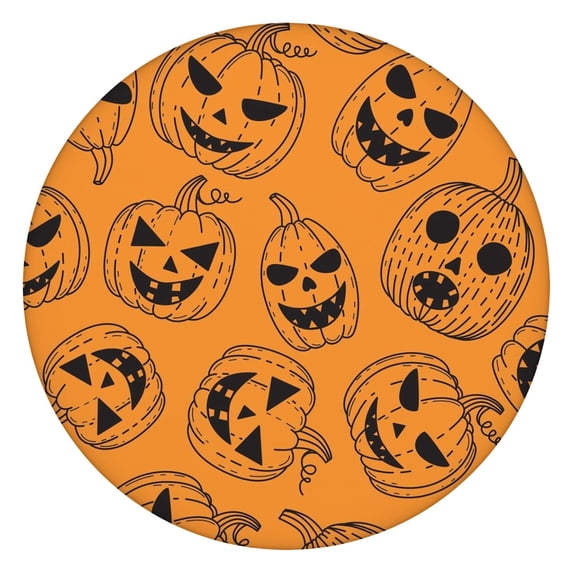 Jack O Lantern Fiesta Elastic Round Tablecloth - 44 Inch Halloween Stretch Cover for Dining Party Table