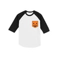 thumbnail image 1 of Jack O' Lantern Geeky Pumpkin Face Shirt Halloween Dinosaur Toddler Kids Tshirt, 1 of 5