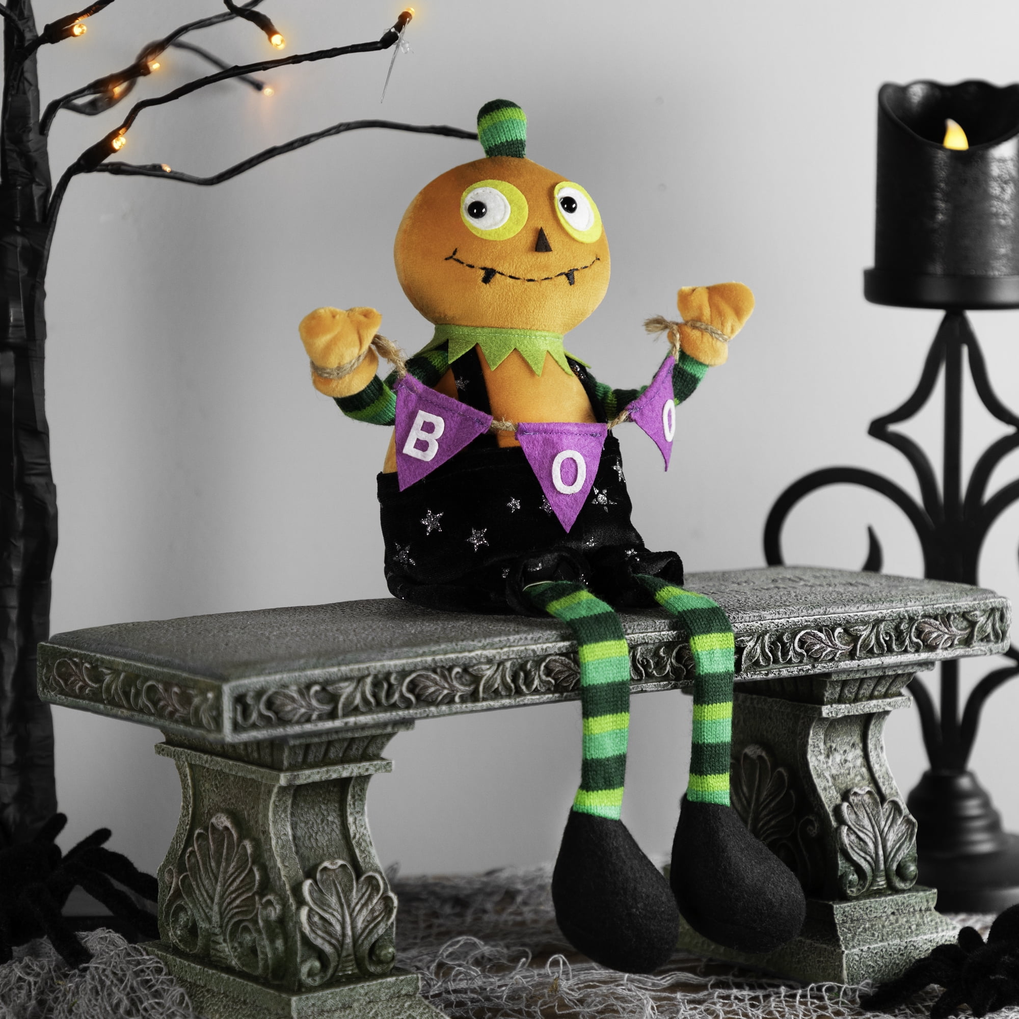 Jack O Lantern Halloween Decoration with Boo Banner- 14"