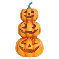 Jack-O'-Lantern-Halloween Decorations-Halloween Jack O Pumpkin with Light Stacked for Front Porch Table Centerpieces 3 Tiers 9.5"