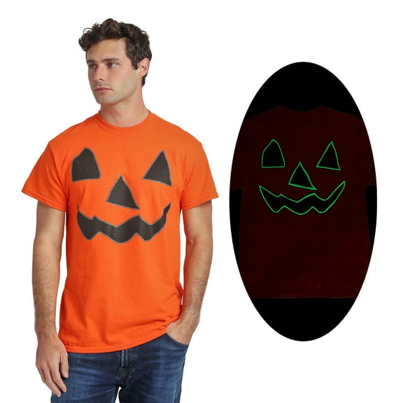 Jack O'Lantern Halloween Pumpkin Men's Orange Short Sleeve Tee -XXL