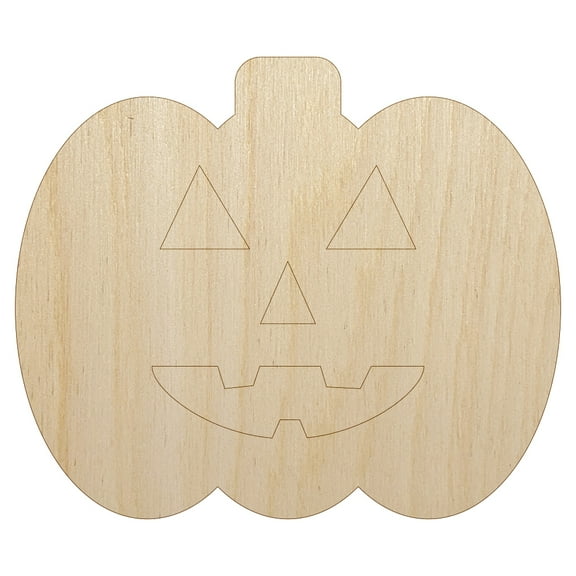 Jack O'Lantern Happy Halloween Pumpkin Wood Shape Unfinished Piece Cutout Craft DIY Projects - 4.70 Inch Size - 1/4 Inch Thick
