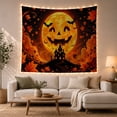 thumbnail image 1 of Jack O Lantern Moon with Crooked Mansion and Bats, Dramatic Gothic Style for Gothic Decor Fans, Haunted Wall Art Halloween Gift, Tapestry Wall Hanging for Bedroom and Dorm, 1 of 7