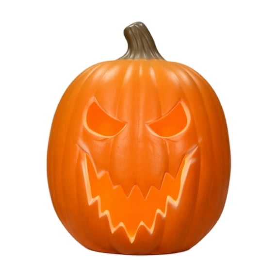 Jack O Lantern Orange Plastic Spooky Face 14 Inch Light Up Pumpkin Light Halloween Decor for Indoor Tabletop Mantle Party Scary Displays