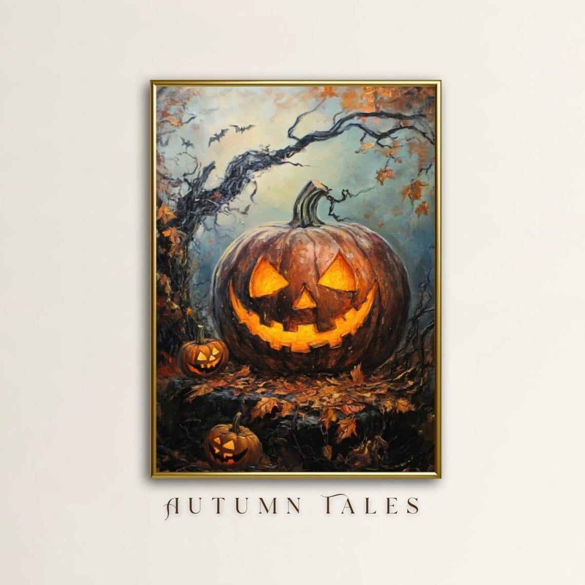 Jack O’Lantern Poster Wall Art Spooky Haunted Forest Print Vintage ...