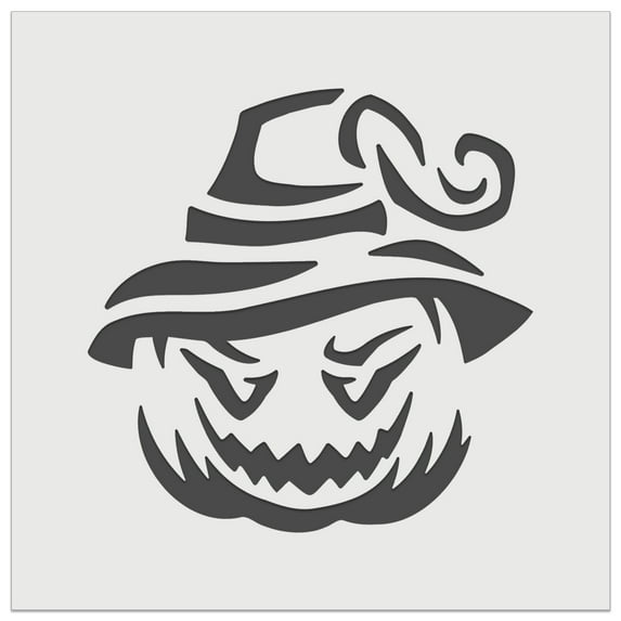 Jack-O'-Lantern Pumpkin Wearing Witch Hat Halloween DIY Cookie Wall Craft Stencil - 5.5 Inch