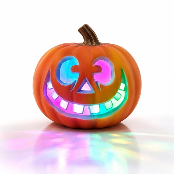 Jack O Lantern,Pumpkins for Decorating,Colorful Gradient LED Pumpkin Light,Carved Jack O Lantern Spooky Glowing Plastic Lamp Indoor Outdoor Halloween Party Decor(Orange-B 13.77*9.84*9.84in)