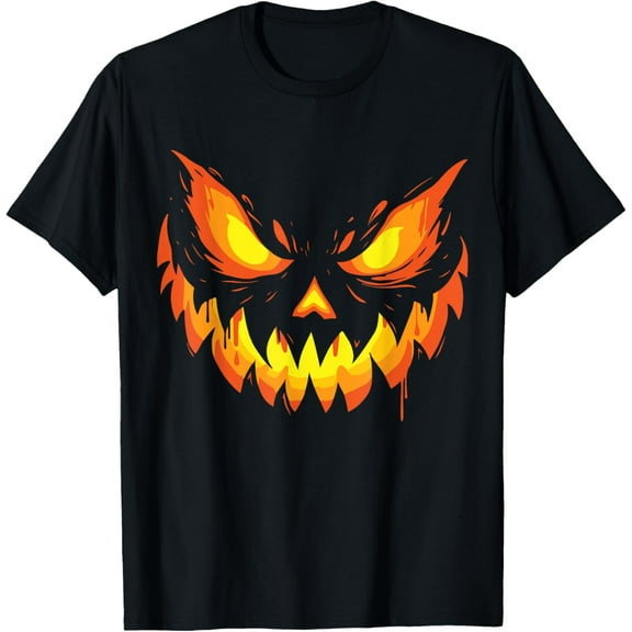 Jack O Lantern Scary Carved Pumpkin Face Halloween Boys Mens T-ShirtMen's and women's short-sleeved pure cotton shirts