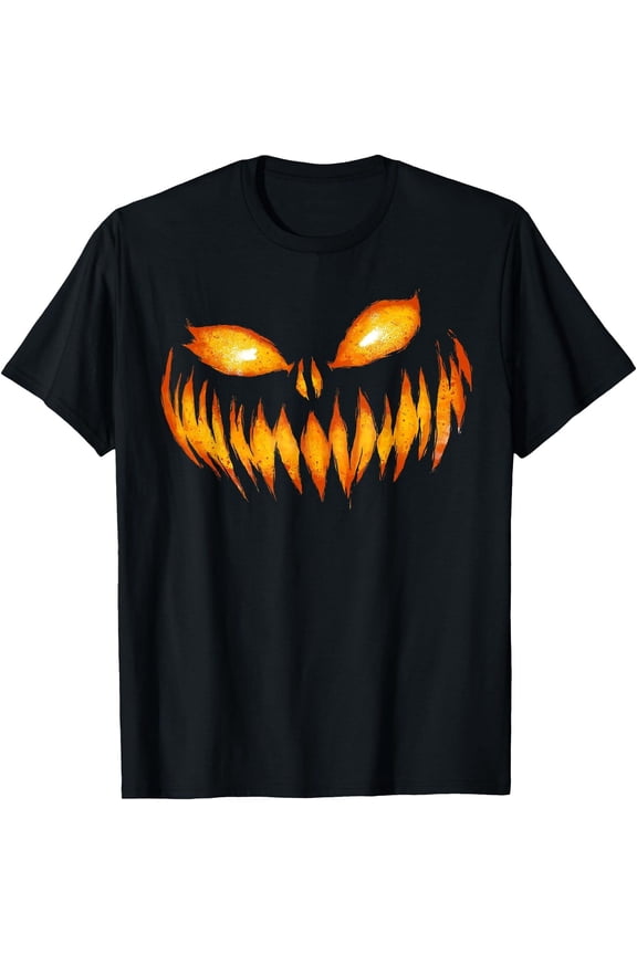 Jack O Lantern Scary Carved Pumpkin Face Halloween Costume T Shirt Men