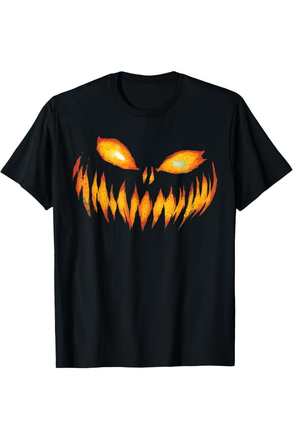 Jack O Lantern Scary Carved Pumpkin Face Halloween Costume T-Shirt100% pure cotton short-sleeved shirt for both men and women