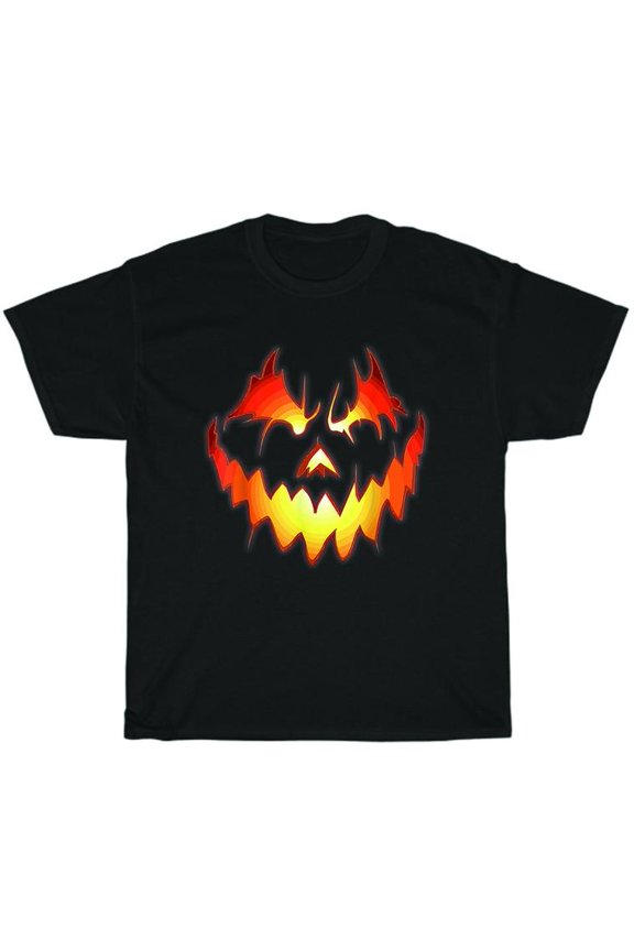 Jack O Lantern Scary Pumpkin Face Funny Halloween Party Costume T-Shirt Unisex