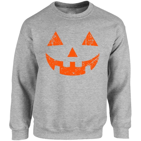 Jack O'Lantern Scary Pumpkin Face Unisex Sweatshirt Halloween Sweater for Her Him - S M L XL 2XL 3XL 4XL 5XL Graphic Tee - Women Men Crewneck Funny Happy Halloween Holiday Gift