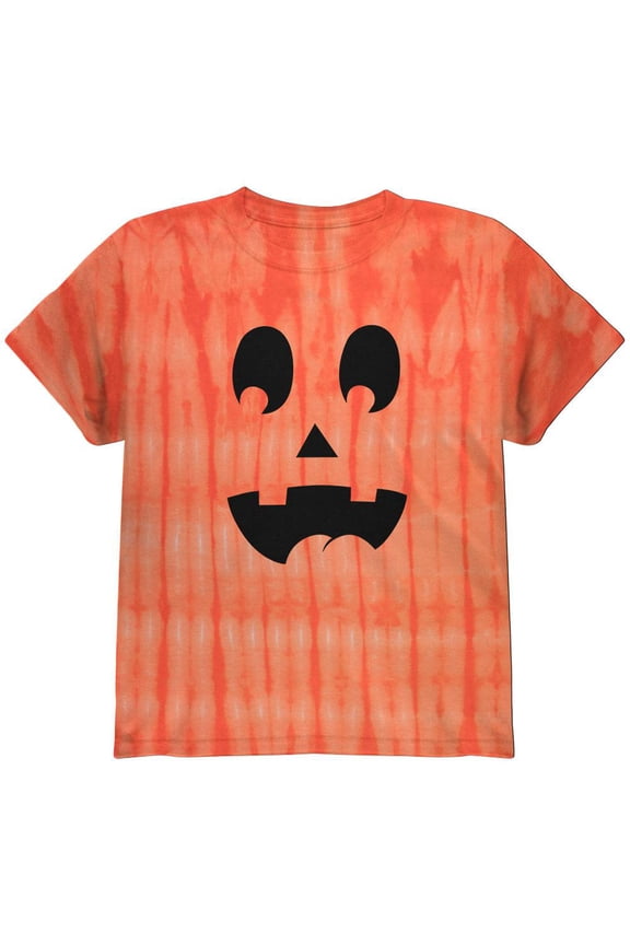 Jack-O-Lantern Surprised Face Tie Dye Youth T-Shirt - Youth Medium