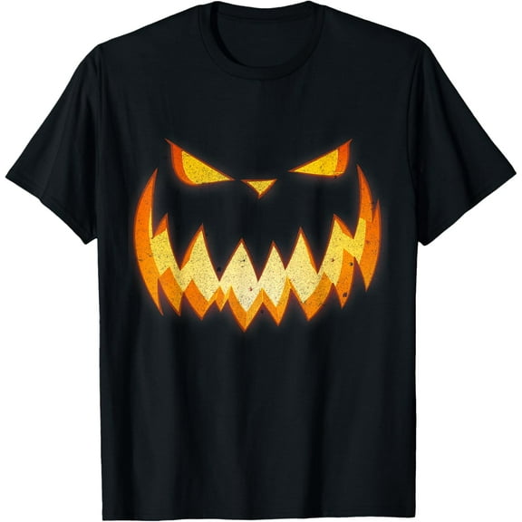 Jack O Lantern T-Shirt Funny Pumpkin Face Halloween Costume T-Shirt100% pure cotton short-sleeved shirt for both men and women