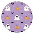 thumbnail image 1 of Jack O Lantern Themed Elastic Halloween Tablecloth for Round 44 Inch Table - Stretch Fit Washable Fabric for Party Decor, 1 of 6