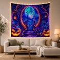 thumbnail image 1 of Jack-O'-Lanterns and Gothic Castle on Moonlit Path, Spooky Gothic for Halloween Enthusiasts, Fantasy Night Wall Art, Halloween Gift Tapestry Wall Hanging for Living Room and Bedroom, 1 of 7