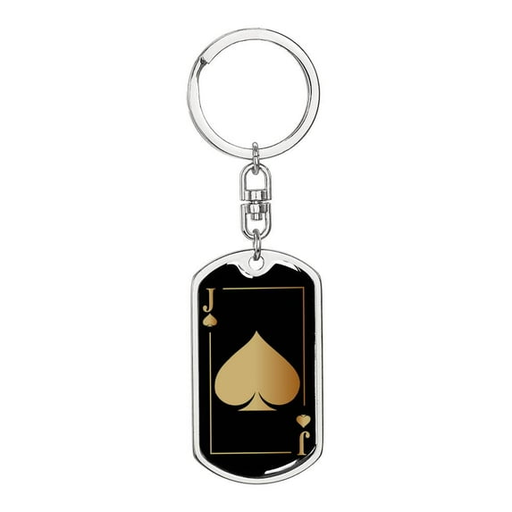 Jack Of Spades Gold Keychain Dog Tag Stainless Steel or 18k Gold