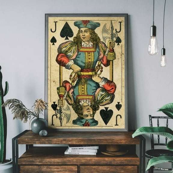 Jack Of Spades Vintage Playing Card Art Print, Retro Wall Art, Rustic Home Decor, Game Room Art Wall Art, Modern Wall Decor, 8x12 UNFRAMED