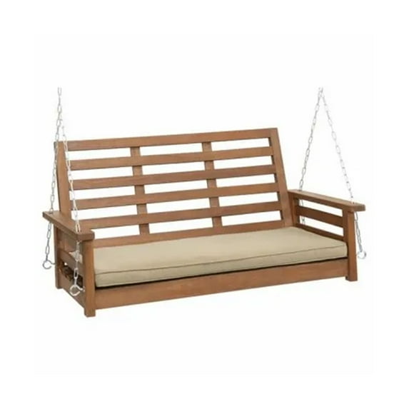 Jack Post Corp 4 Foot Cushioned Indonesian Hardwood Swing w/ Chains, Brown