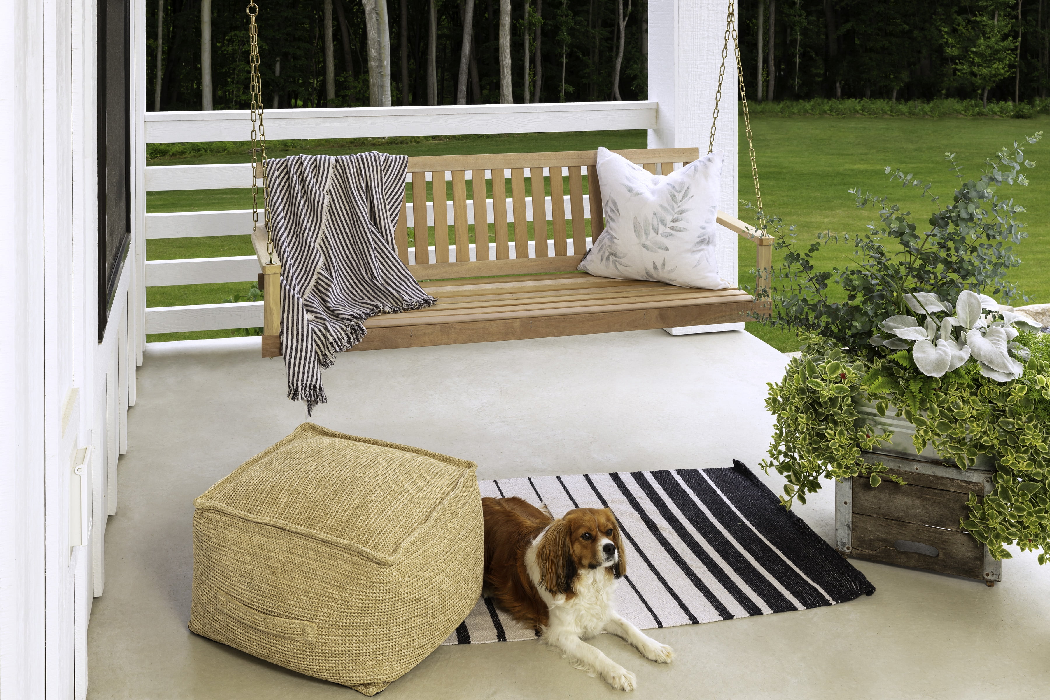 Jack Post Jennings Hardwood Patio Porch Swing for 2 Person Unfinished Heavy Duty Metal Frame Outdoor Walmart