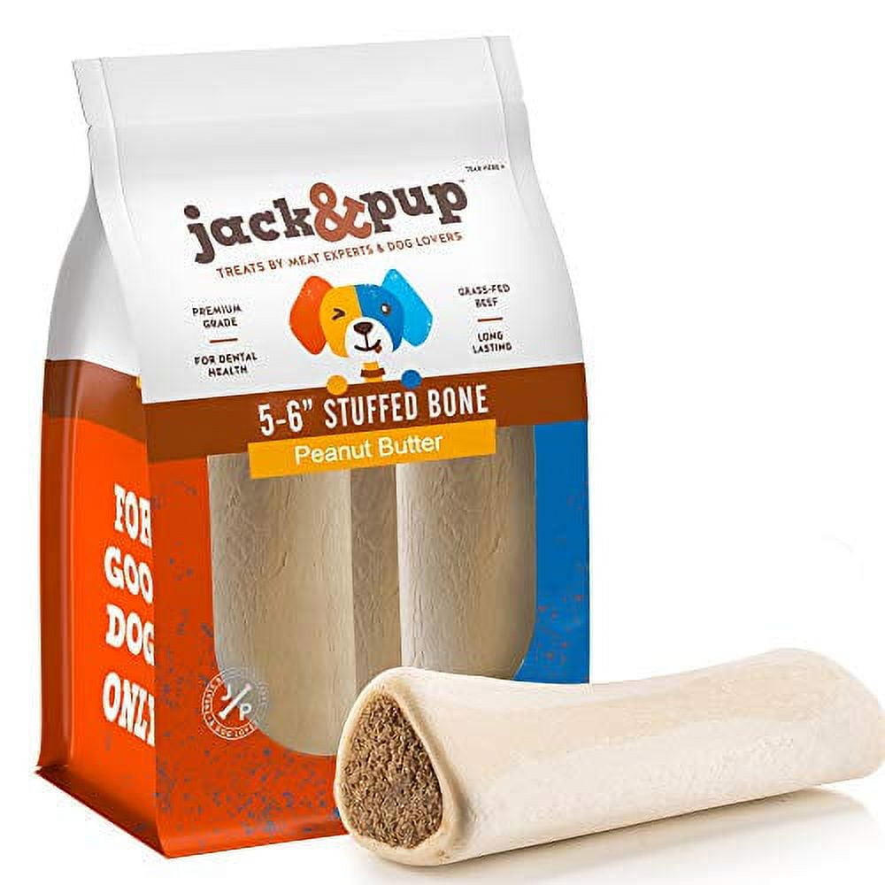 Jack Pup Filled Dog Bones for Aggressive Chewers 5 to 6 Dog Chew Treats Dog Bone Peanut Butter Flavor All Natural Dog Bones Peanut Butter Walmart